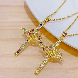 Jesus Heart Cross Pendant Necklace